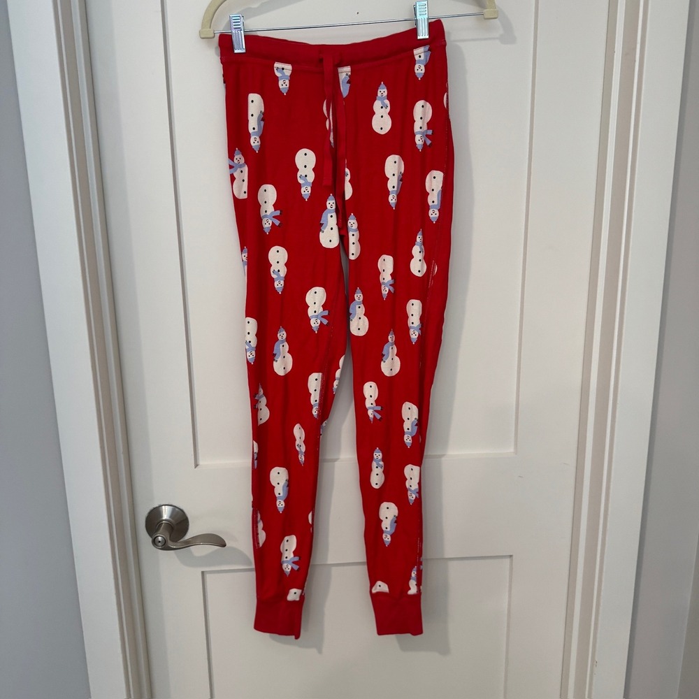 Hanna Andersson Red Snowman Organic Cotton Pajama Pants XS 44403 Holiday PJ